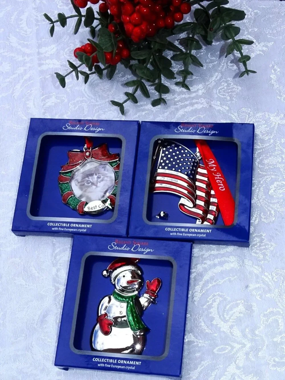 Three Regent Square Metal Collectable Ornaments NIB